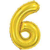 Balao Metalizado Numero 6 Dourado 40CM. Balao Metalizado Numero 6 Dourado 40CM.