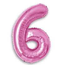 Balão Metalizado Número 6 Pink 16" (40cm) - Make+