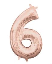 Balão Metalizado Número 6 Rose 16" (40cm) - Make+
