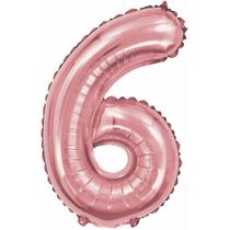 Balão Metalizado Número 6 Rose 40CM Balão Metalizado Número 6 Rose 40CM