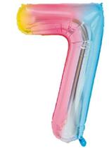 Balão Metalizado Número 7 Arco-Íris 16" (40cm) - Make+