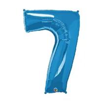 Balão Metalizado Número 7 azul Safira - 34 (86 cm)