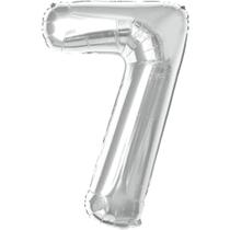 Balao Metalizado Numero 7 Prata 40CM