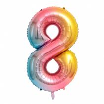 Balão Metalizado Número 8 Degradê 40cm