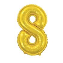 Balão Metalizado Número 8 Dourado - 16'' (41 cm)
