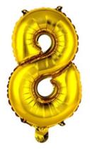Balão Metalizado Número 8 Ouro 16" (40cm) Mundo Bizarro Balão Metalizado Número 8 Ouro 16" (40cm) Mundo Bizarro