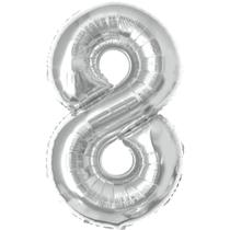Balão Metalizado Número 8 Prata 40CM