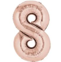 Balão Metalizado Número 8 Rose 16" (40cm) - Mundo Bizarro Balão Metalizado Número 8 Rose 16" (40cm) - Mundo Bizarro