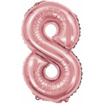 Balao Metalizado Numero 8 Rose 40CM. (7897778224010)