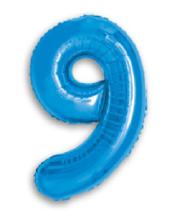 Balão Metalizado Número 9 Azul 16" (40cm) - Make+