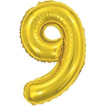Balão Metalizado Número 9 Dourado 40CM 1 Balão Metalizado Número 9 Dourado 40CM 1