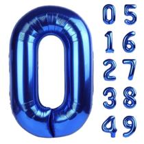 Balão Metalizado Número Azul 75cm - Balão de Aniversário 1 Unidade Balão Metalizado Número Azul 75cm - Balão de Aniversário 1 Unidade