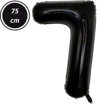 Balão Metalizado Número Preto 75cm - 1 Unidade Balão de Aniversário