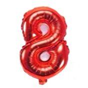 Balão Metalizado Número Vermelho de 40cm (16 Polegadas) - Vermelho