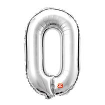Balão Metalizado Números 28" 70cm - Prateado - 01 unidade - Balões São Roque