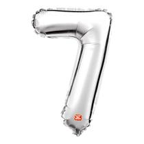 Balão Metalizado Números 28" 70cm - Prateado - 01 unidade