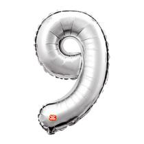 Balão Metalizado Números 28" 70cm - Prateado - 01 unidade