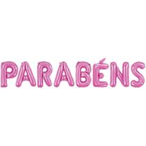 Balão Metalizado Parabens Pink 40Cm - GNA