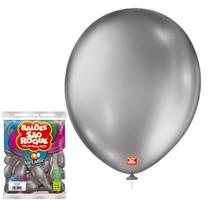 Balão Metalizado Prata Bexiga Aniversário Festa nº11 c/25und