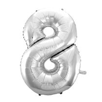 Balão Metalizado Prata Número 8 - 70cm