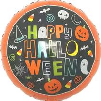 Balão Metalizado Redondo Happy Halloween 45cm - 1 Un