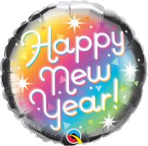 Balão metalizado redondo happy new year ano novo prismatic 18 polegadas qualatex 89882