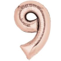 Balão Metalizado Rose Gold Número 9 - 70cm Balão Metalizado Rose Gold Número 9 - 70cm