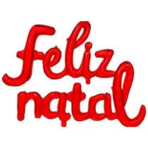 Balão Metalizado Vermelho Feliz Natal Manuscrito Grande Decoração 80cm