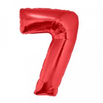 Balão Metalizado Vermelho Número 7 - 1 Metro