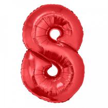 Balão Metalizado Vermelho Número 8 - 1 Metro
