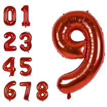 Balão MoMo Jumbo Red Number 9 40cm Foil Helium Birthday
