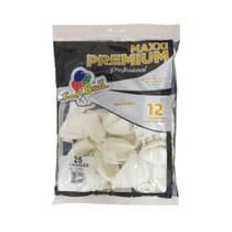 Balão N12 Liso Maxxi Premium Branco c/25 Festball - Fest Ball