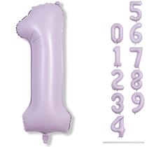 Balão Numérico Lingqiang 40cm Roxo Claro - Ideal para 1º Aniversário