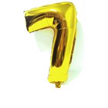 Balão Número 7 Dourado Metalizado 40 Cm