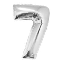 Balão número 7 prateado 1 metro