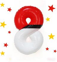 Balão Número 8 Aijoso Vermelho e Branco 40 Polegadas