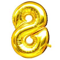Balão número 8 dourado 1 metro Balão número 8 dourado 1 metro