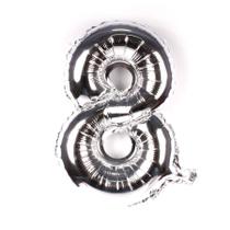 Balão Número 8 Metalizado Prata 40 Cm Make+ Balão Número 8 Metalizado Prata 40 Cm Make+