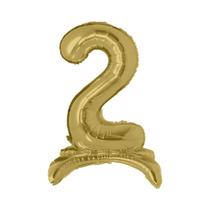 Balão Número Gigante Dourado Com Base Para Chão 75 Cm