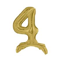 Balão Número Gigante Dourado Com Base Para Chão 75 Cm