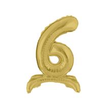 Balão Número Gigante Dourado Com Base Para Chão 75 Cm