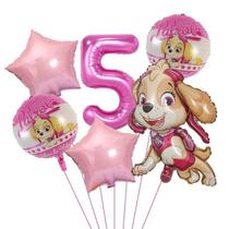 Balão Patrulha Canina Skye Metalizado Número 5 kit Festa