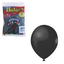 Balão Pera Bexiga Preto 7.0" 50 unidades