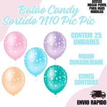 Balão Pic Pic Candy Sortido N10 C/25un Festa Aniversario