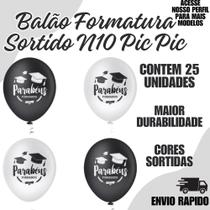 Balão Pic Pic Formatura Sortido n10 C/25un Festa Aniversario Balão Pic Pic Formatura Sortido n10 C/25un Festa Aniversario