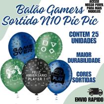 Balão Pic Pic Jogos Sortido N10 C/25un Festa Aniversario