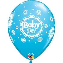 Balão Qualatex 11" - Qx Party Balloon Estampado - Baby Boy-Bolinhas - 6 Un