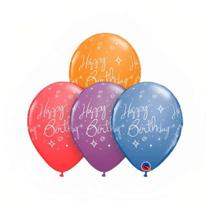 Balão Qualatex 11" - Qx Party Balloon Estampado - Birthday-Faíscas E Espr - 6 Un