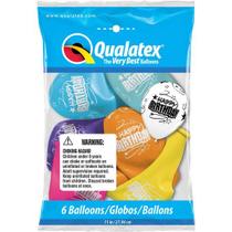 Balão Qualatex 11" - Qx Party Balloon Estampado - Birthday-Lacos Estrl - 6 Un