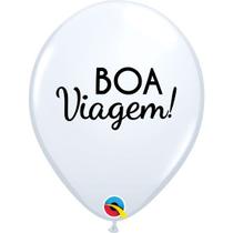 Balão Qualatex 11" - Qx Party Balloon Estampado - Boa Viagem!-Branco - 6 Un